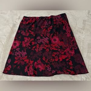 Liz Claiborne Floral Black and Red Women's Skirt Size XL